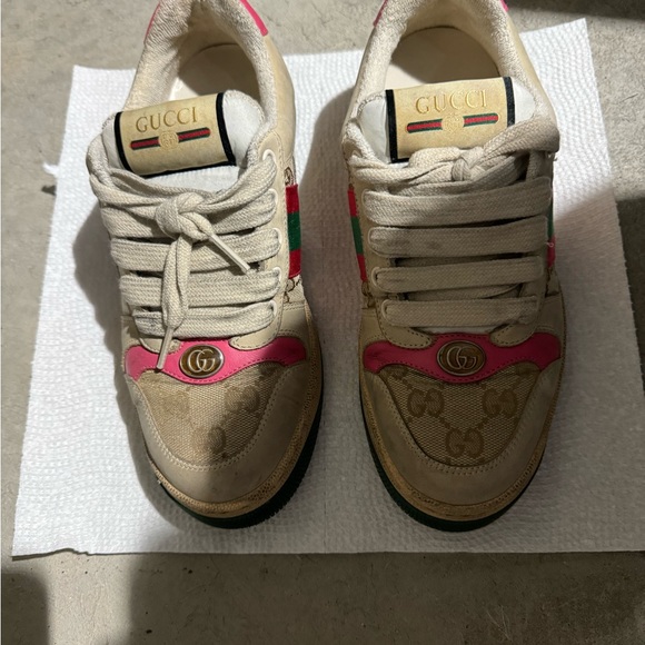 Gucci Distressed Leather and Canvas Sneakers - Picture 4 of 5